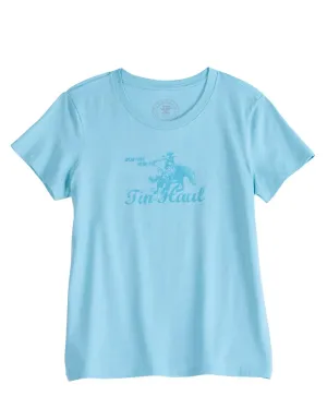 Tin Haul Womens Wear Your Metal Out Bronc Aqua Poly/Cotton S/S T-Shirt Stylish Choice Tin Haul Womens Wear Your Metal Out Bronc Aqua Poly/Cotton S/S T-Shirt Luxury Feel