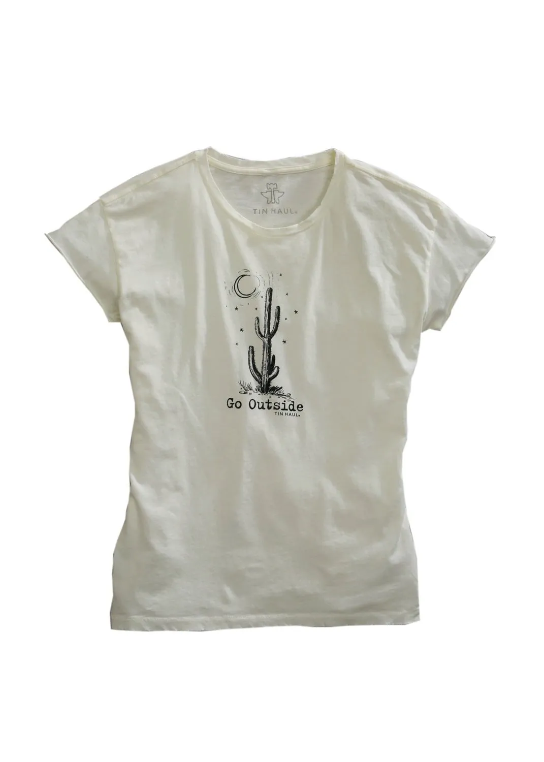 Abrasion resistant Tin Haul Womens White 100% Cotton Go Outside S/S T-Shirt