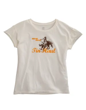 Tin Haul Womens White 100% Cotton Lady Horserider S/S T-Shirt Static Free Closure Tin Haul Womens White 100% Cotton Lady Horserider S/S T-Shirt Active Layer