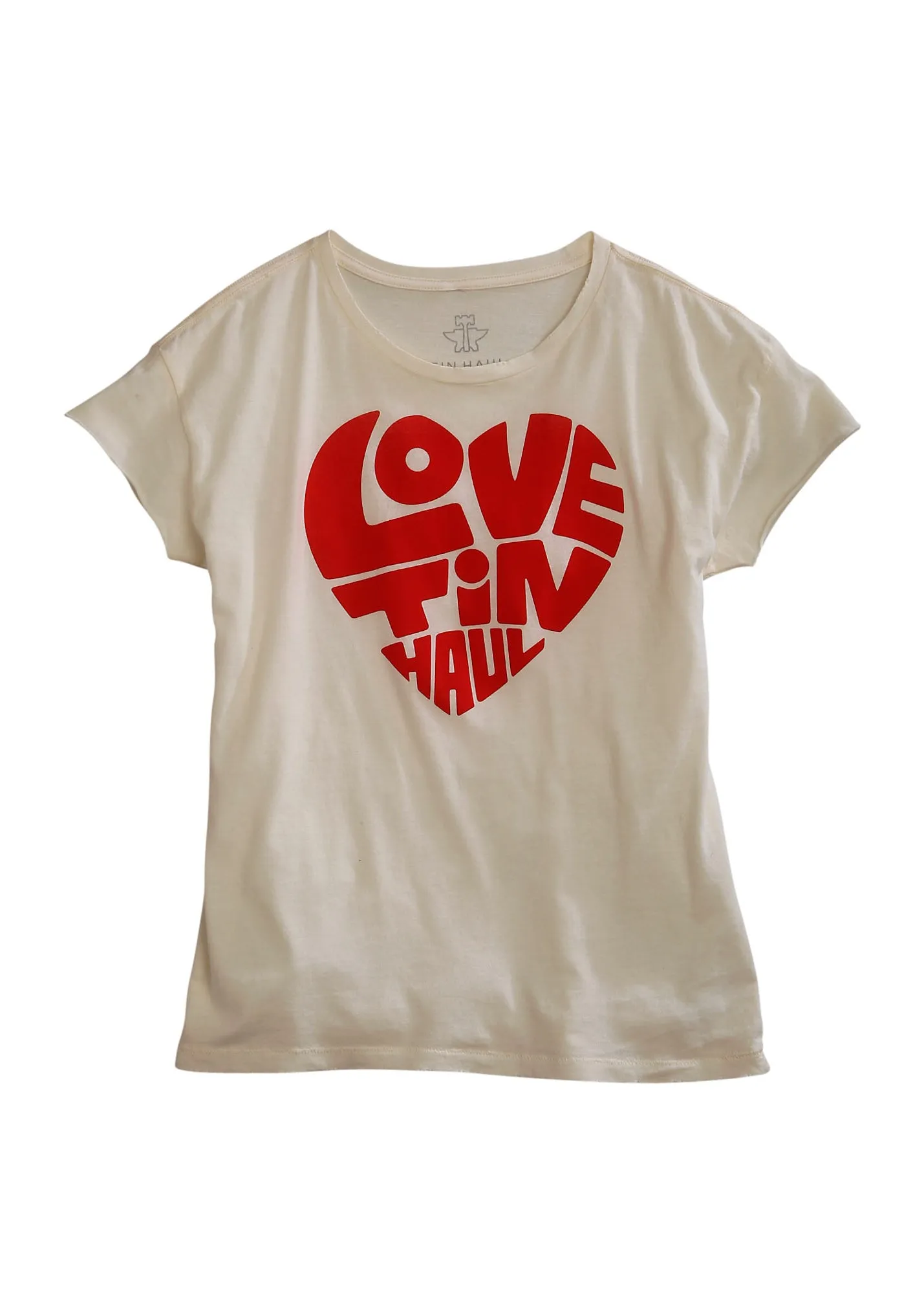 Tailored Silhouette Trendsetter Choice Tin Haul Womens White 100% Cotton Love Heart S/S T-Shirt