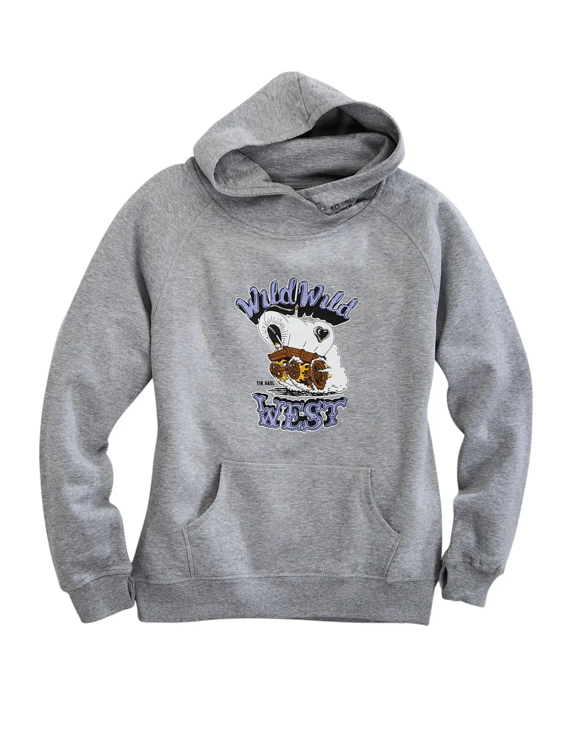 Tin Haul Womens Wild Wild Wagon Grey Cotton Blend Hoodie Core Look