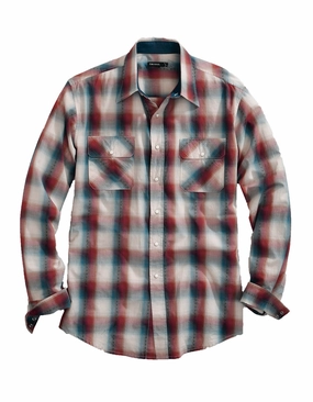 Tin Haul Mens Brown/Red 100% Cotton Ombre Dobby L/S Shirt Self Cleaning Fabric Tin Haul Mens Brown/Red 100% Cotton Ombre Dobby L/S Shirt Anti Pill Treatment