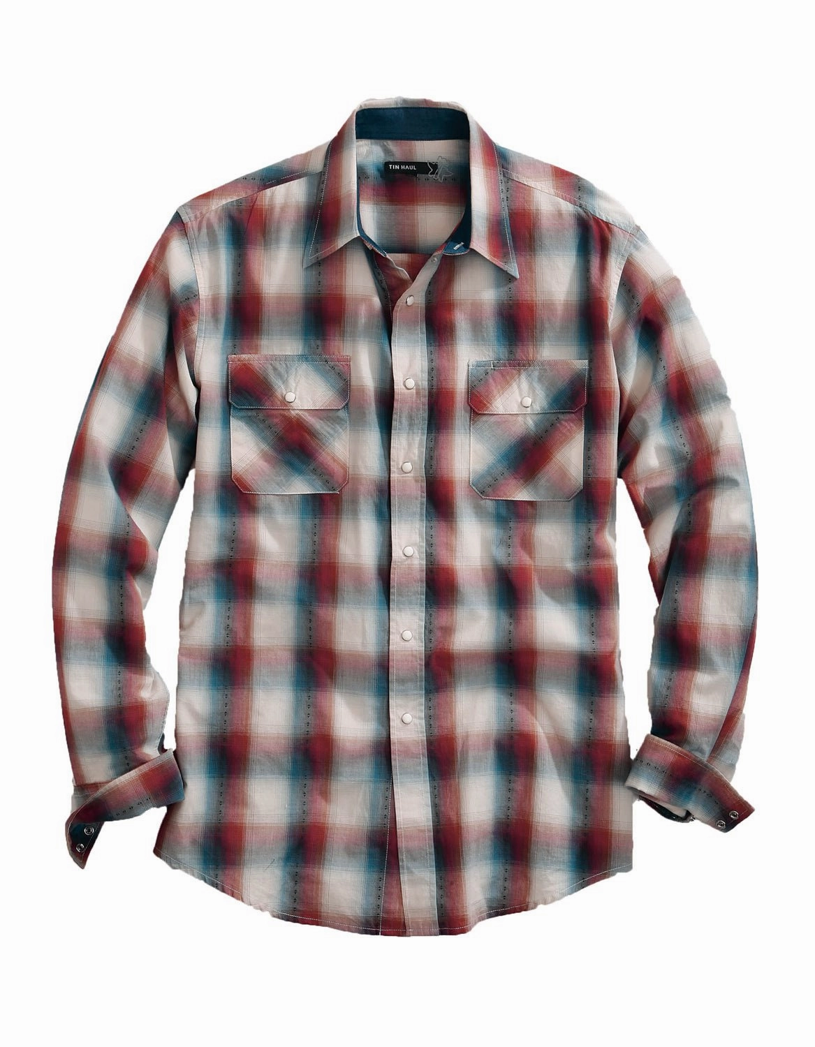 Rooftop Bar Corporate Event Tin Haul Mens Brown/Red 100% Cotton Ombre Dobby L/S Shirt