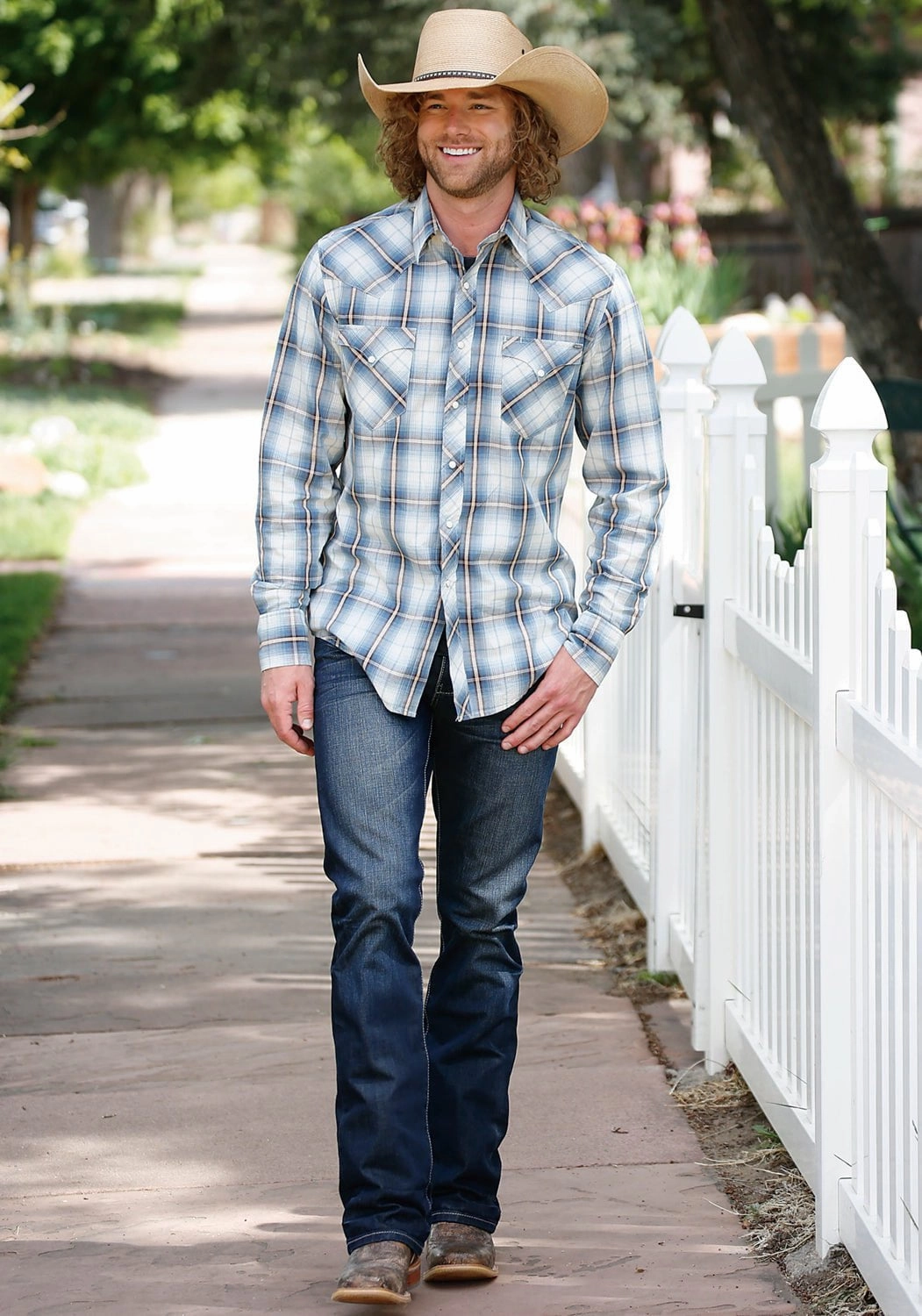Tin Haul Mens Diamond Back Dobby Blue 100% Cotton L/S Shirt Temperature Regulating