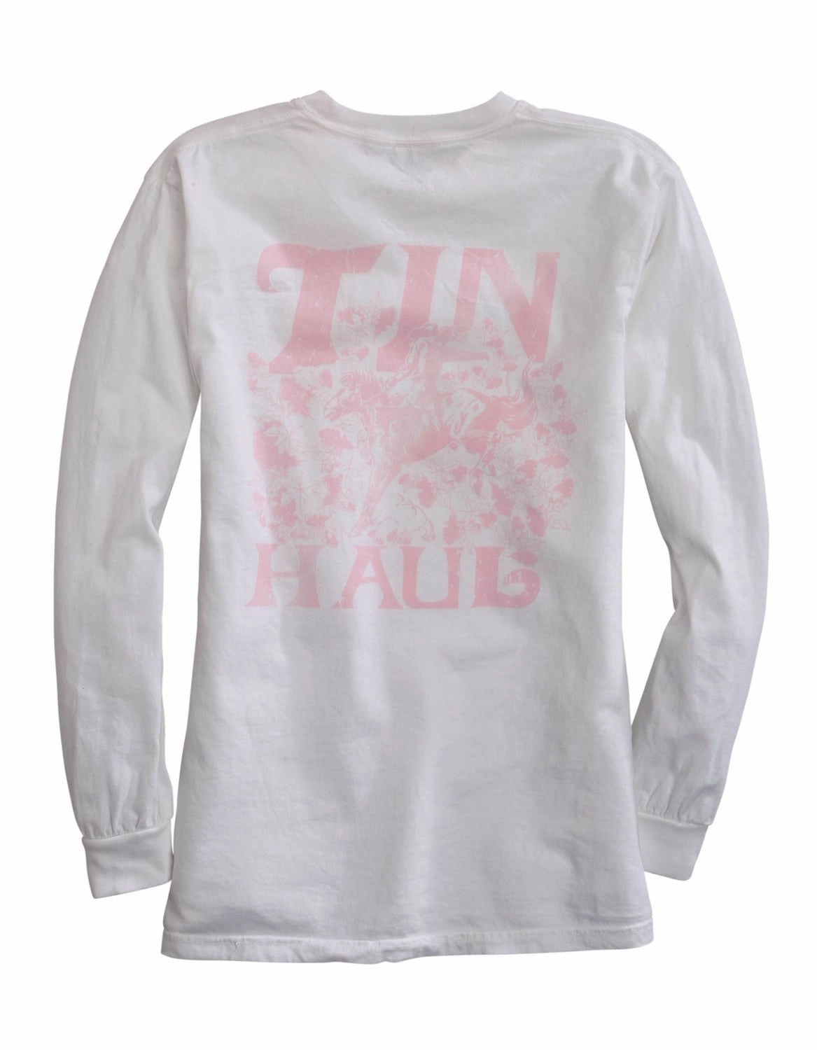 Tin Haul Womens White 100% Cotton Blush Lady Bronc L/S T-Shirt Softened Denim Material