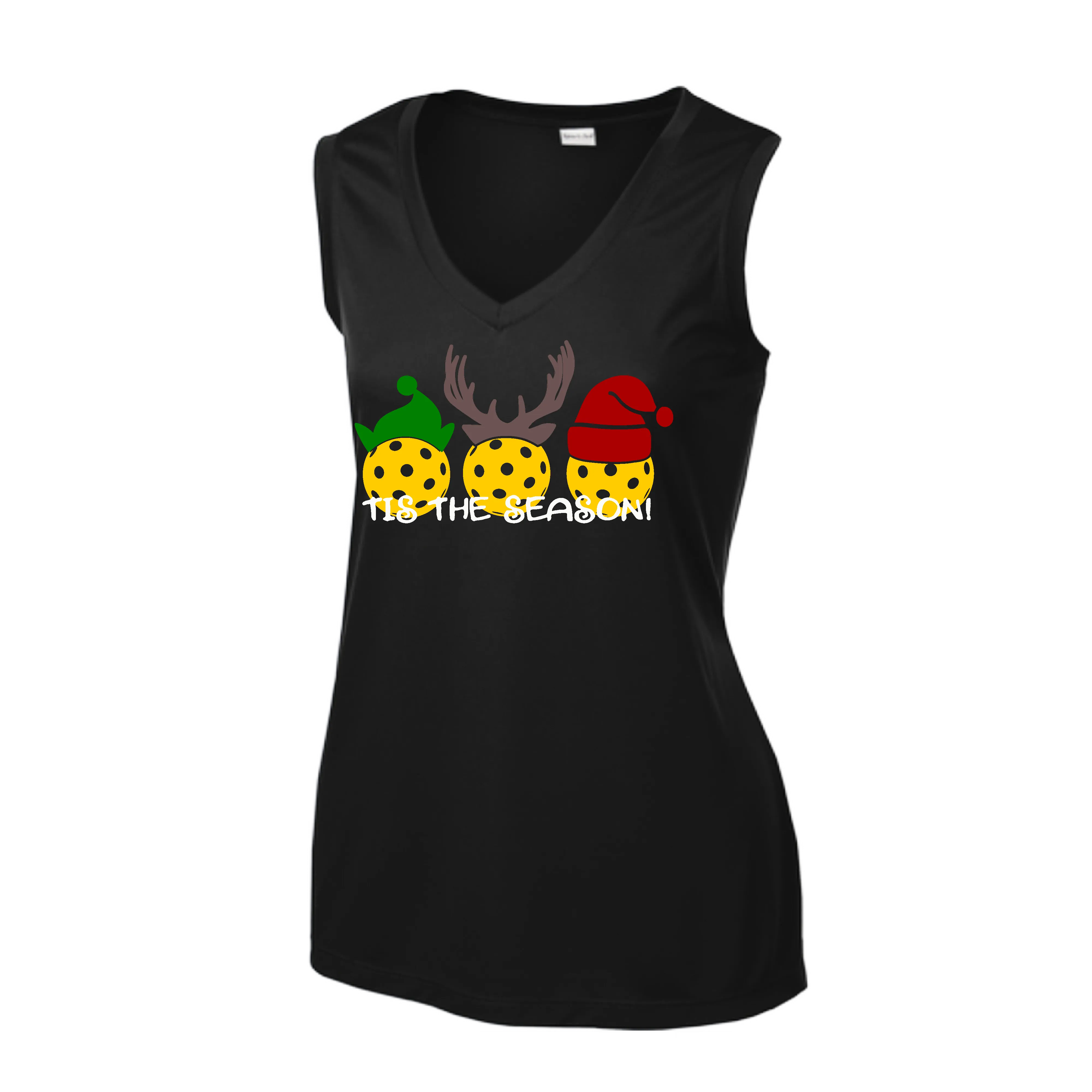 Tis the Season | Women’s Sleeveless Pickleball Shirt | 100% Polyester
