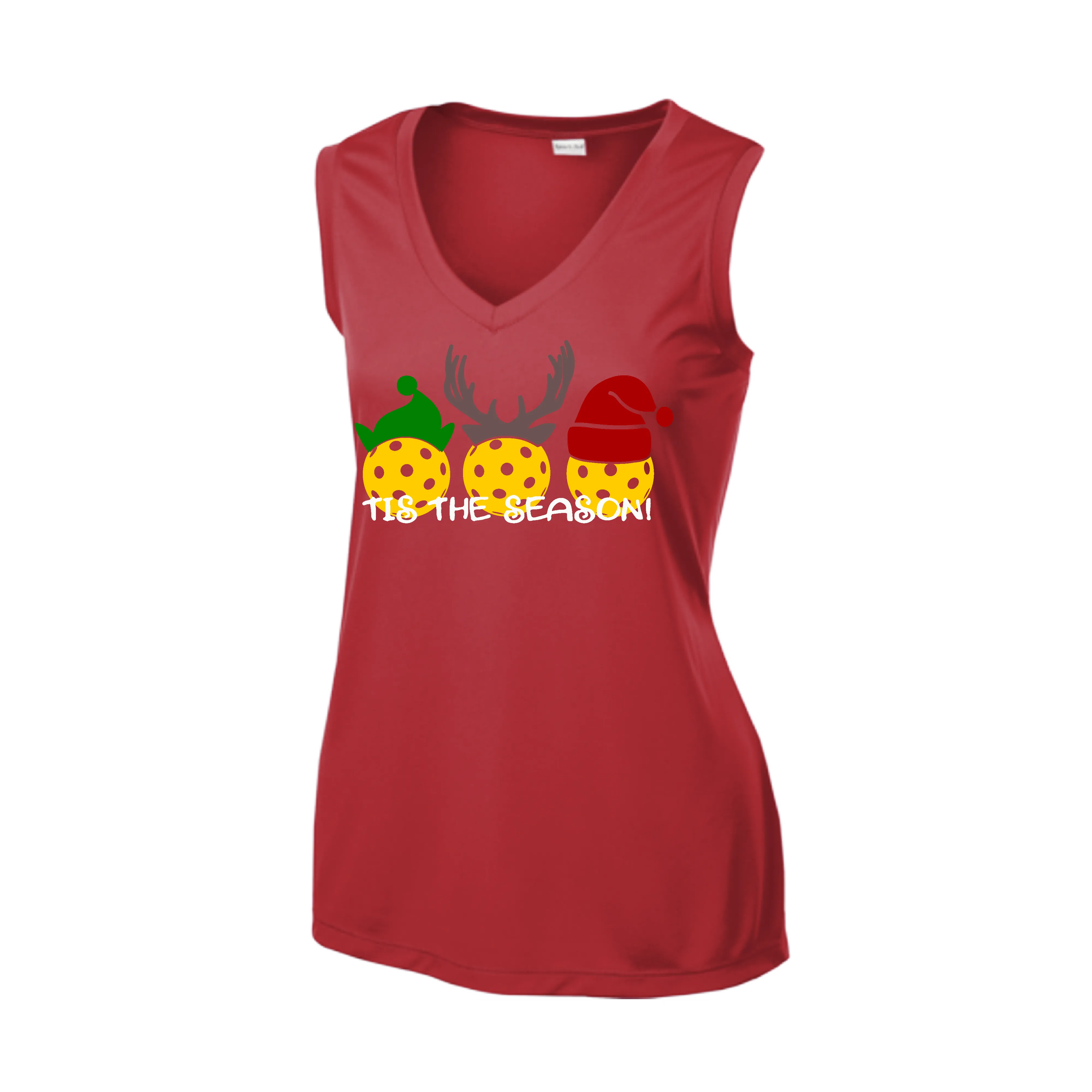 Tis the Season | Women’s Sleeveless Pickleball Shirt | 100% Polyester