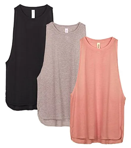 TK16-P icyzone Yoga Tops Activewear Workout Clothes Sports Racerback Tank Tops for Women (Pack of 3)