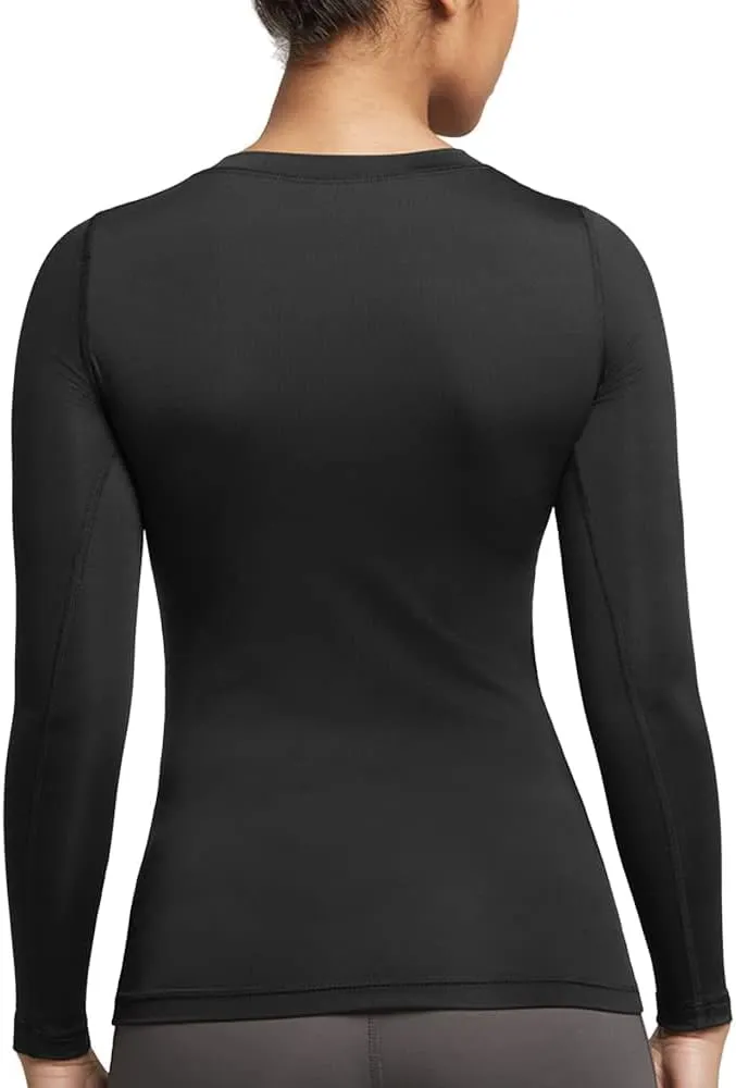 Tommie Copper Womens Compression Long Sleeve V-Neck Shirt | UPF 50, Breathable Activewear for Upper Body Muscle Support