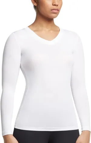 Tommie Copper Womens Compression Long Sleeve V-Neck Shirt | UPF 50, Breathable Activewear for Upper Body Muscle Support