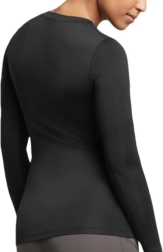 Tommie Copper Womens Compression Long Sleeve V-Neck Shirt | UPF 50, Breathable Activewear for Upper Body Muscle Support