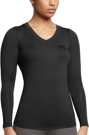 Tommie Copper Womens Compression Long Sleeve V-Neck Shirt | UPF 50, Breathable Activewear for Upper Body Muscle Support