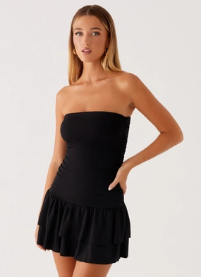 Tonya Mini Dress - Black Twist Front Tonya Mini Dress - Black TearResistantFabric