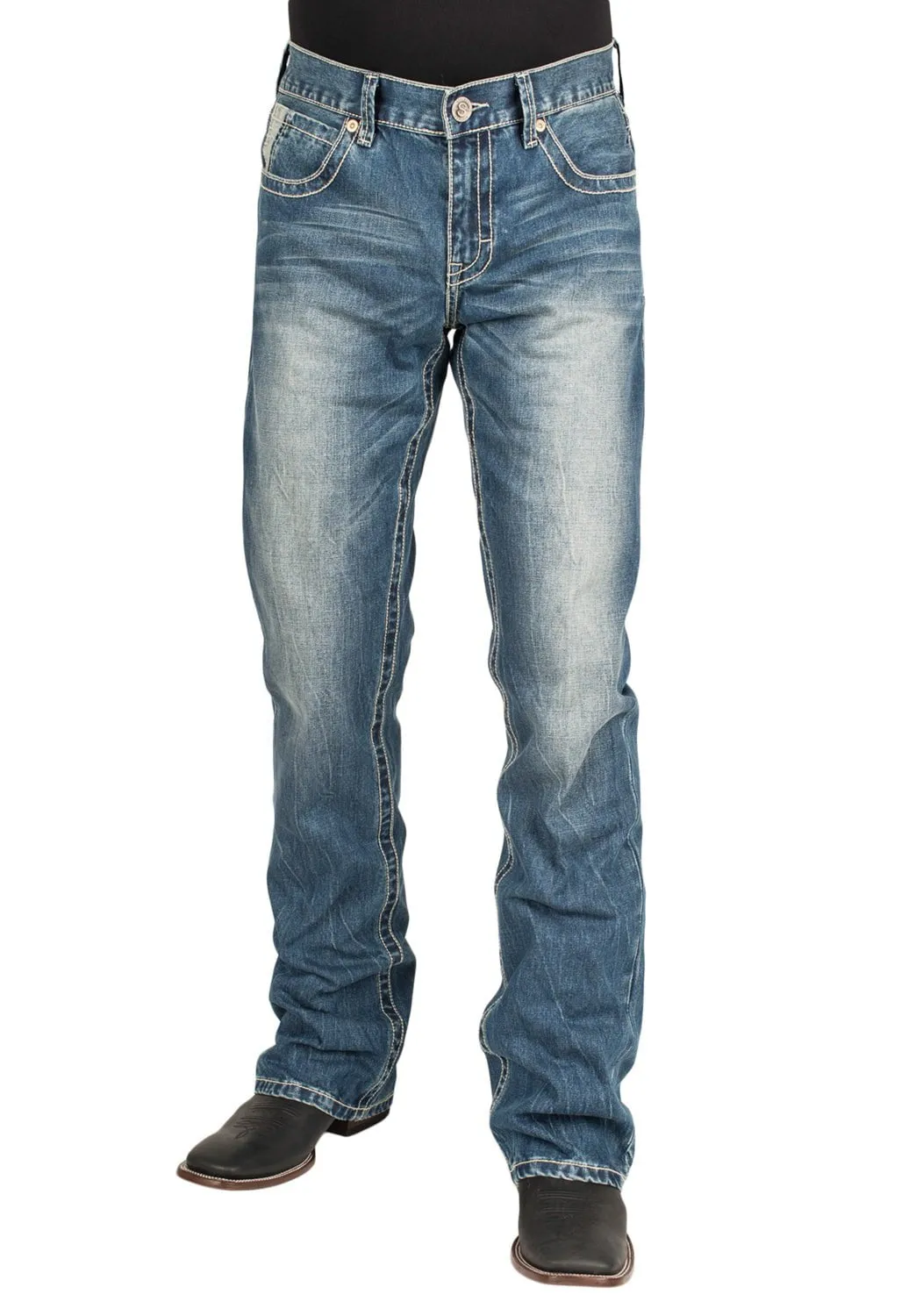 Stetson Mens 1014 Rocks Fit V Deco Blue 100% Cotton Jeans Casual Cool Relaxed Taper