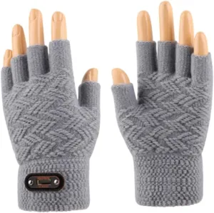 Touch Screen Gloves Men's Winter Knitted Gloves Windproof Thermal for Men Half Finger