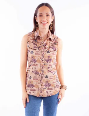 Travel Friendly Scully Womens Bucking Broncos Brown 100% Cotton S/L Shirt Scully Womens Bucking Broncos Brown 100% Cotton S/L Shirt wrinkle free