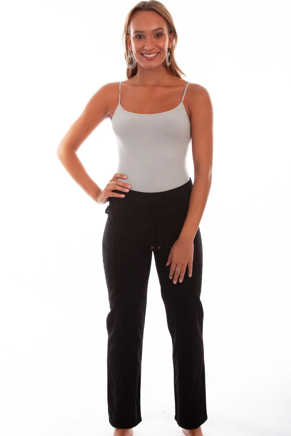 Office Wear Trendy Home Comfort Winter Warmth Durable Scully Womens Black 100% Cotton Crochet Pants