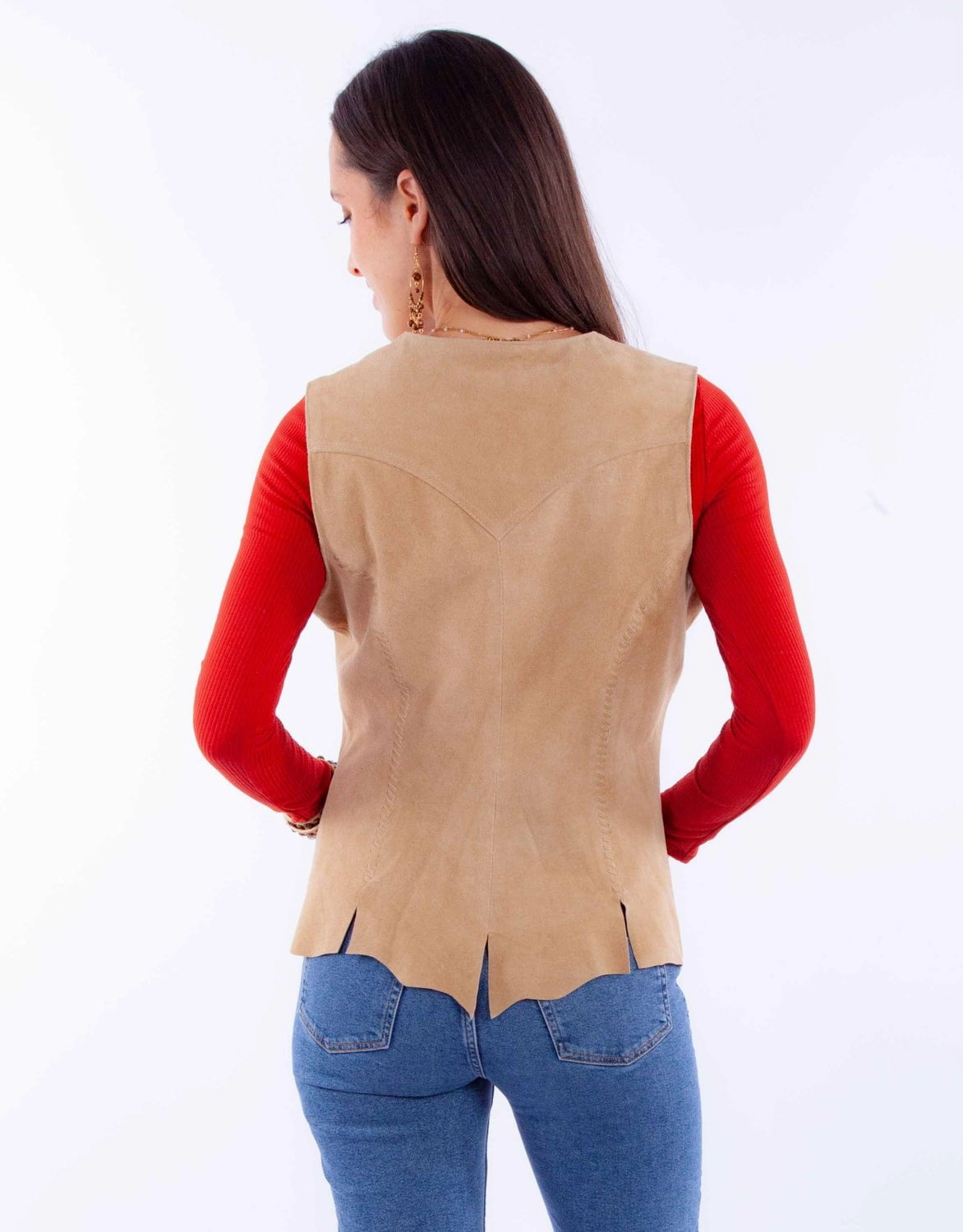 Comfortable Design Look Scully Womens Snap Front Old Rust Leather Leather Vest