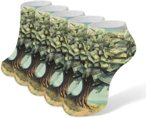 Tree Money 5 Pairs Unisex Activewear Ankle Socks Lightweight Low Cut And No Show Socks