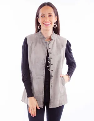 Trend Ready Scully Womens Studded Button Up Grey Leather Leather Vest Scully Womens Studded Button Up Grey Leather Leather Vest Versatile Everyday Wear Plain Comfort