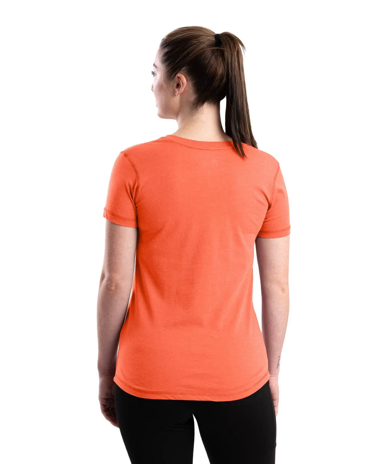 Versatile Outfit Berne Coral Cotton Blend Ladies Lightweight Performance V-Neck S/S