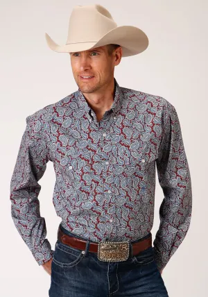 Trendy Colors Roper Mens Wine 100% Cotton Liberty Paisley BD L/S Btn Shirt Roper Mens Wine 100% Cotton Liberty Paisley BD L/S Btn Shirt Layered Hemline