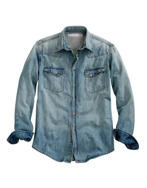 Trendy Colors Tin Haul Mens Light Blue 100% Cotton Western Denim L/S Shirt Tin Haul Mens Light Blue 100% Cotton Western Denim L/S Shirt Fitted Silhouette