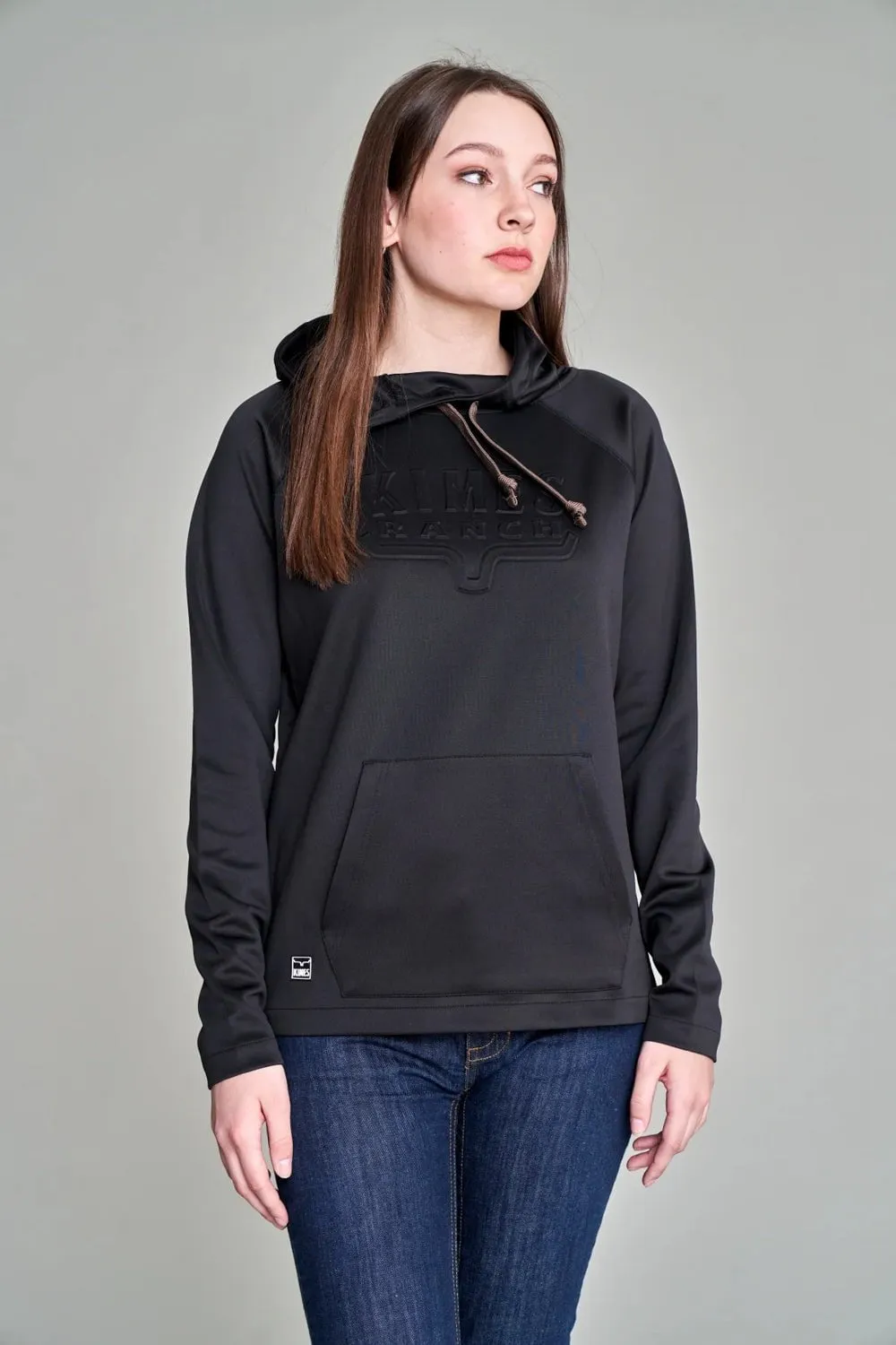 Relaxed Aesthetic Relaxed Waist Fit Kimes Ranch Womens Sedona Bossed Black 100% Polyester Hoodie