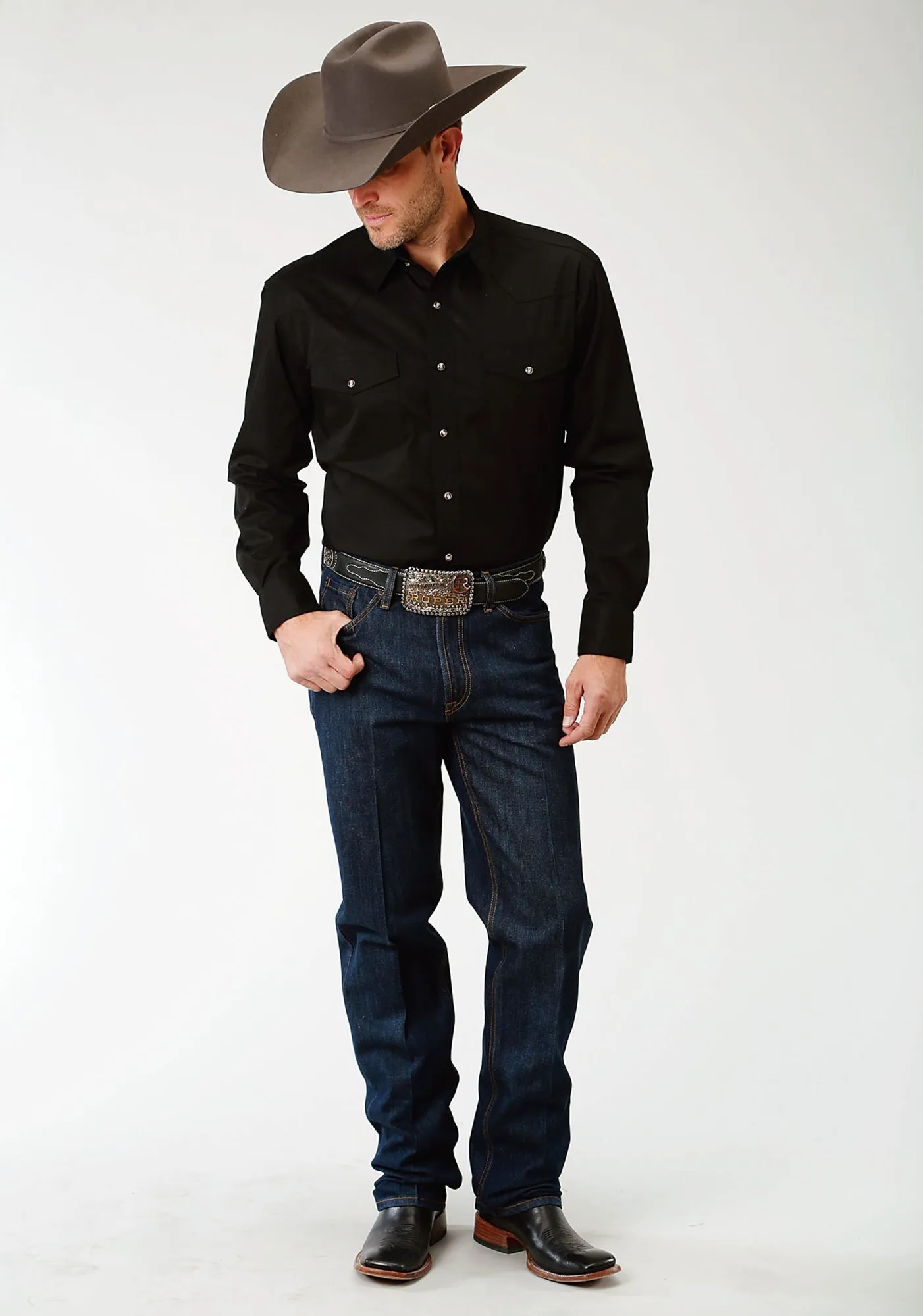 Fashion-Forward Roper Tall Mens Black 100% Cotton 1 Pkt L/S Shirt