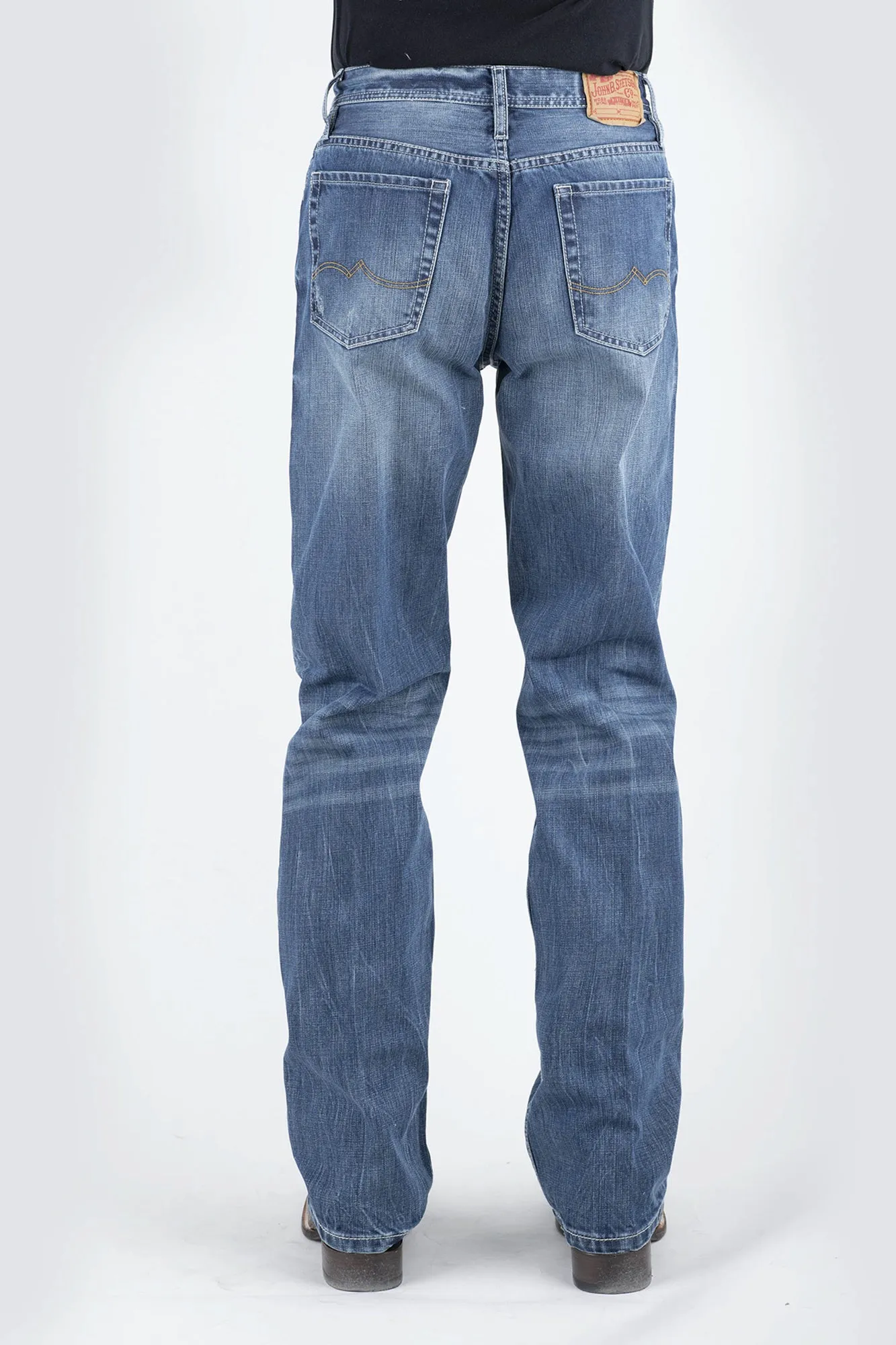 Stetson Mens 1520 Fit Western V Blue 100% Cotton Jeans Comfort Stretch Weave