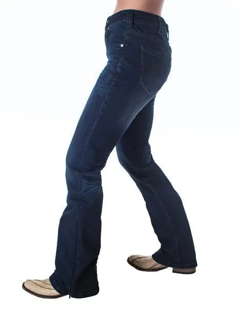 Cowgirl Tuff Womens Zip It Up Bling Dark Wash Cotton Blend Jeans Everyday Loose