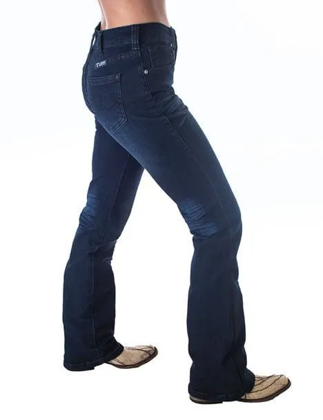 Cowgirl Tuff Womens Zip It Up Bling Dark Wash Cotton Blend Jeans Relaxed Taper Streetwear Fan Premium
