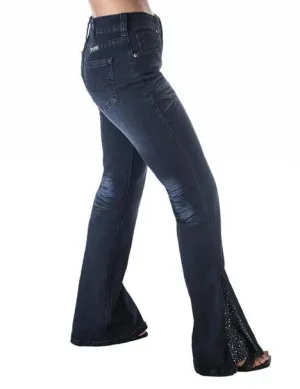 Trendy Design Cowgirl Tuff Womens Zip It Up Bling Dark Wash Cotton Blend Jeans Year Rounder Cowgirl Tuff Womens Zip It Up Bling Dark Wash Cotton Blend Jeans
