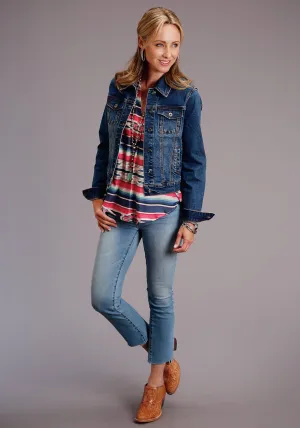 Trendy Design Stetson Womens Blue Cotton Blend Denim Straight Yoke Jacket Brunch Outfit Classic Wear Luxury Streetwear Fan Night Out Stetson Womens Blue Cotton Blend Denim Straight Yoke Jacket