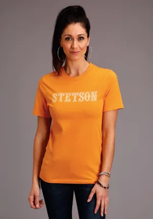 Trendy Design Stetson Womens Gold Yellow 100% Cotton Lettering S/S T-Shirt ethical fashion Glossy Texture Stetson Womens Gold Yellow 100% Cotton Lettering S/S T-Shirt