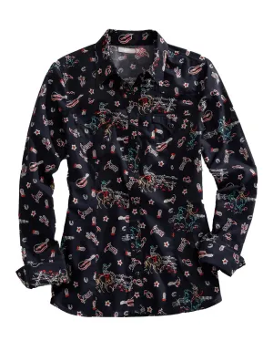 Trendy Fit Tin Haul Womens About The West Black 100% Cotton L/S Shirt Tin Haul Womens About The West Black 100% Cotton L/S Shirt Modern Fit birthday party