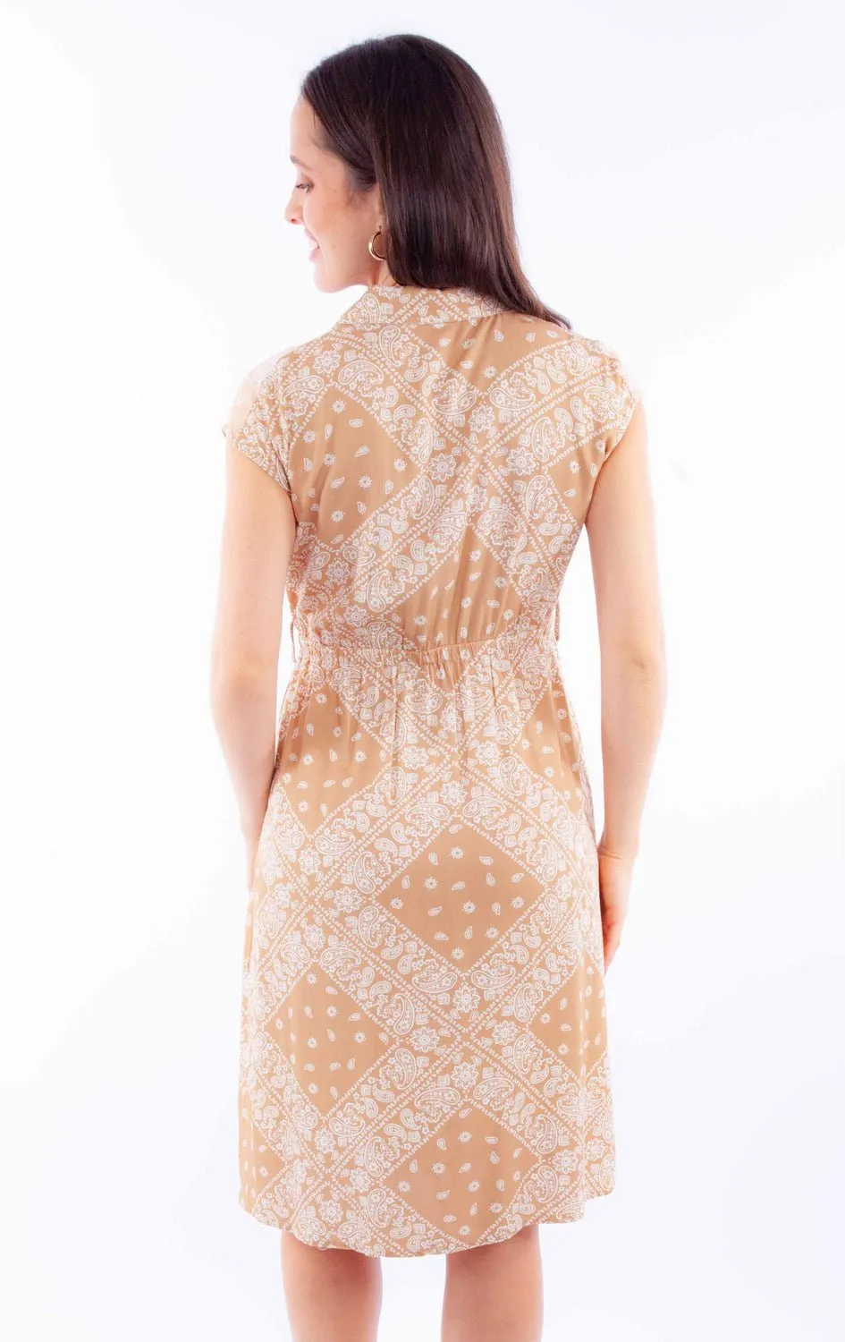 All Time Basic Light Wear Scully Womens Hankerchief Fabric Toffee 100% Rayon S/S Dress