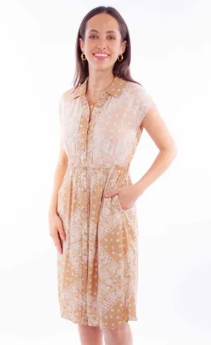 Trendy Flair Scully Womens Hankerchief Fabric Toffee 100% Rayon S/S Dress Scully Womens Hankerchief Fabric Toffee 100% Rayon S/S Dress Reinforced Stitching Trend Setter Chill Outfit