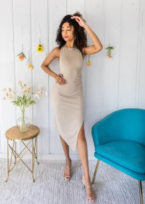 Trendy Gear VIXEN HIGH NECK ANGLE HEM DRESS Cool Drape VIXEN HIGH NECK ANGLE HEM DRESS