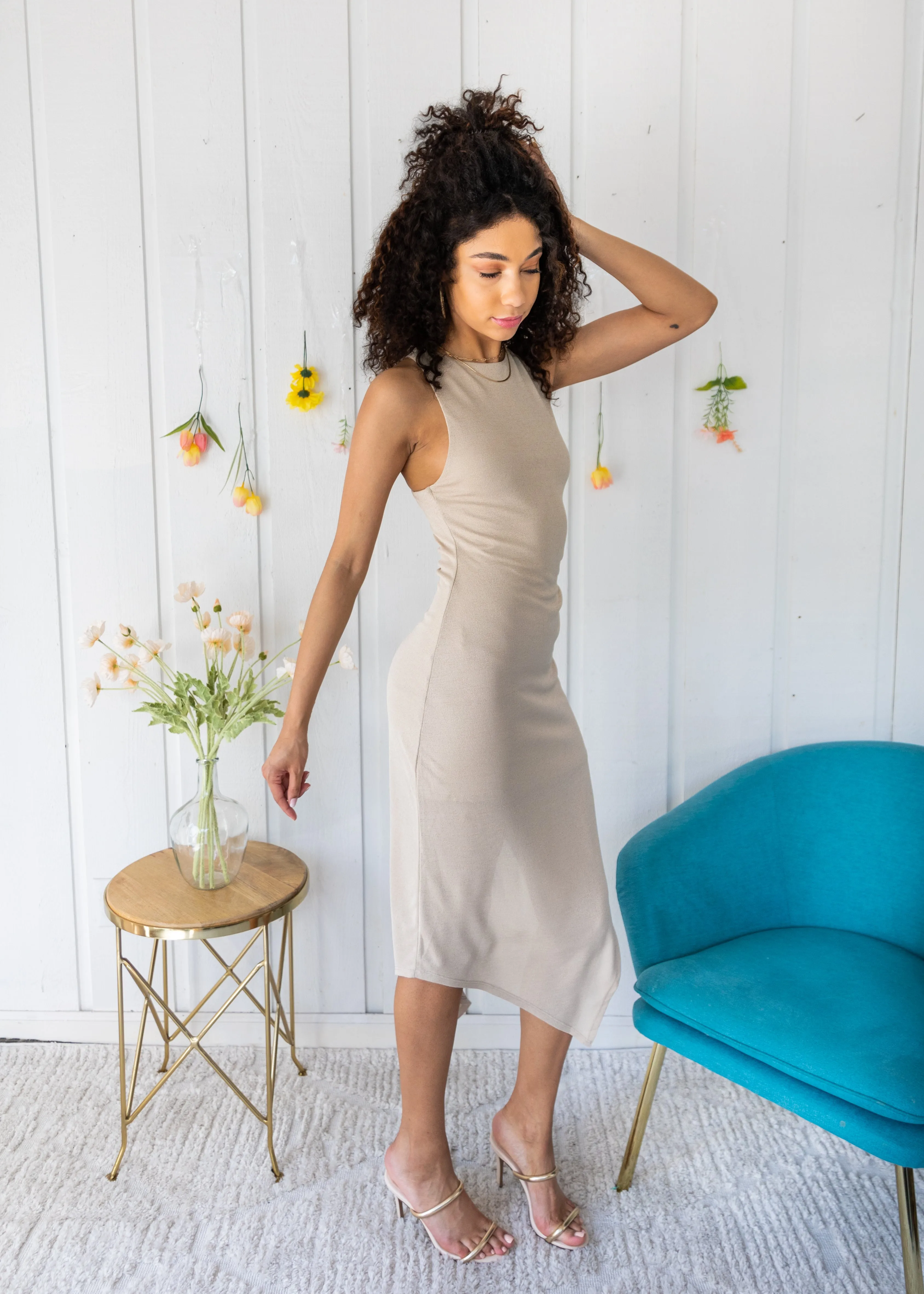 VIXEN HIGH NECK ANGLE HEM DRESS City Layers