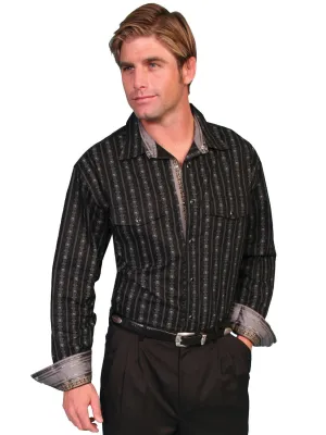 Trendy Look Scully Western Mens Black 100% Cotton L/S Skull Stripe Western Shirt Scully Western Mens Black 100% Cotton L/S Skull Stripe Western Shirt Minimalist Look Cruise Collection