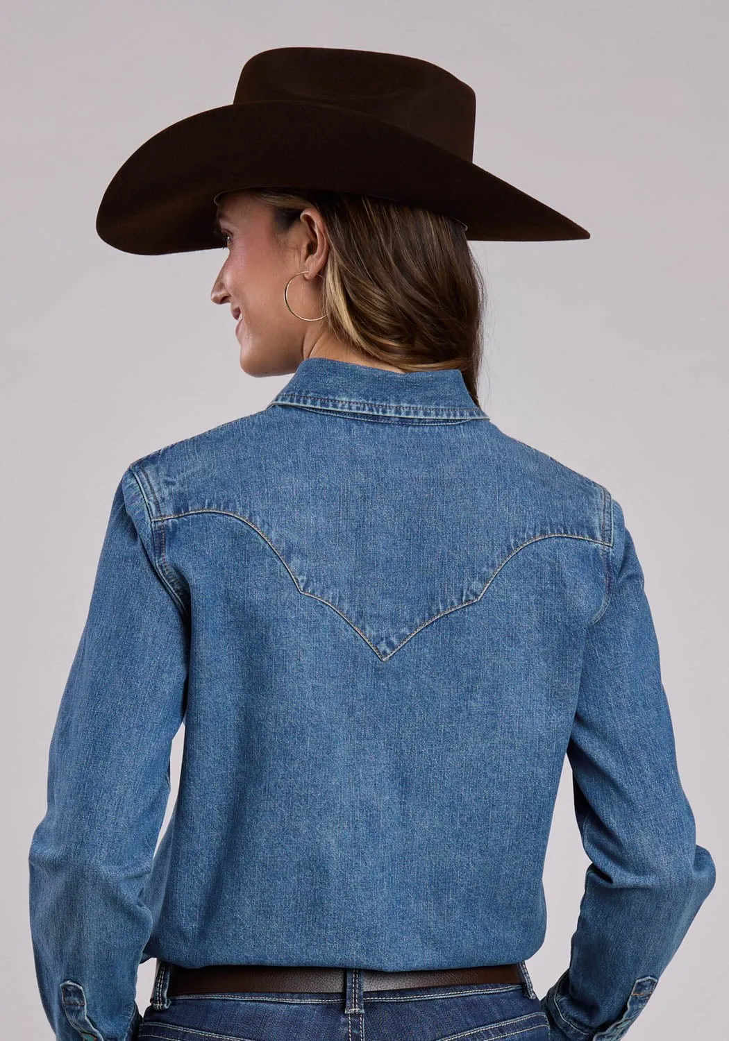 Smart Appearance Soft Material Stetson Womens Fancy Sawtooth Blue 100% Cotton L/S Shirt