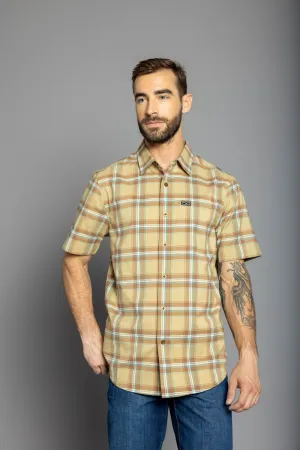 Trendy styles Kimes Ranch Mens 4 Stroke Plaid Work Wear Brown Cotton Blend S/S Shirt Beach Attire Kimes Ranch Mens 4 Stroke Plaid Work Wear Brown Cotton Blend S/S Shirt