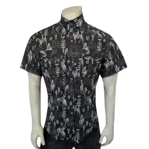 Trendy Threads Rockmount Mens Cactus and Cowboys Black 100% Cotton S/S Shirt Sustainable Material Quality Material Rockmount Mens Cactus and Cowboys Black 100% Cotton S/S Shirt