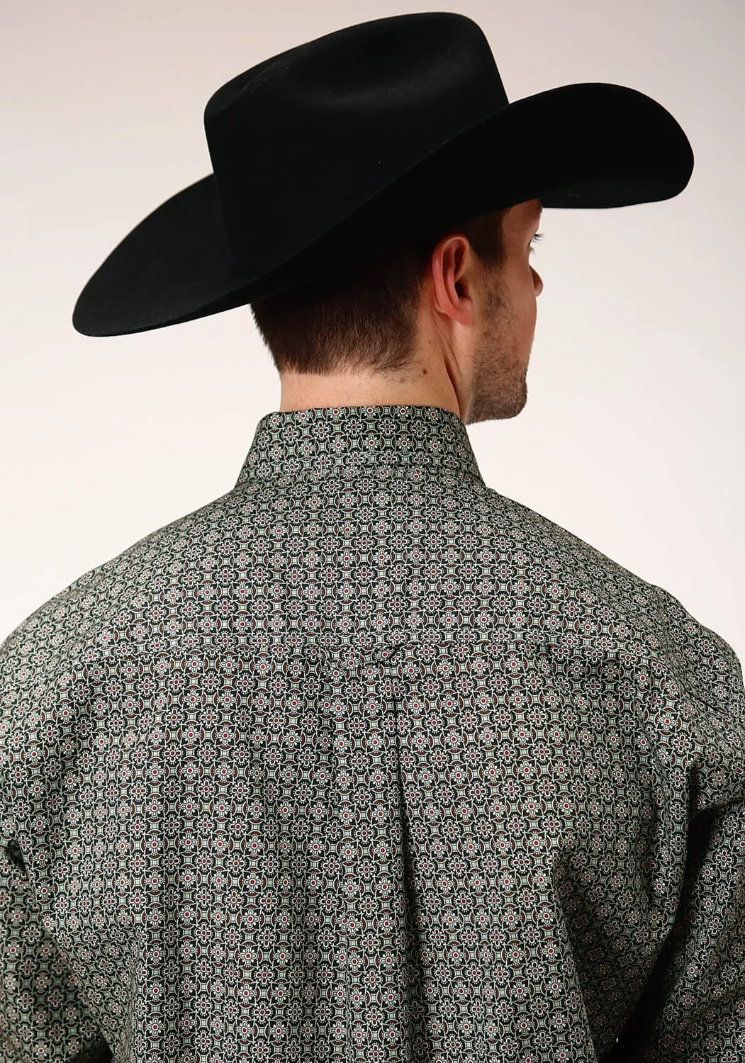 Classic Color Roper Mens Green 100% Cotton Forest Foulard BD L/S 1 Pkt Shirt
