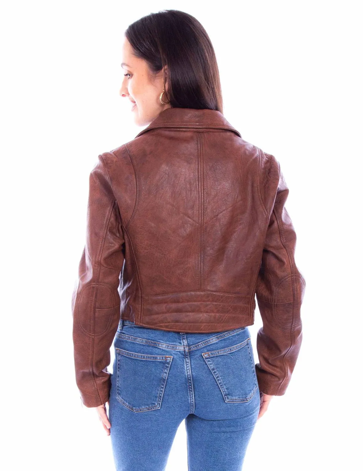 Lightweight Morning Stroll Durable Scully Womens Zip Motorcycle Cognac Leather Leather Jacket