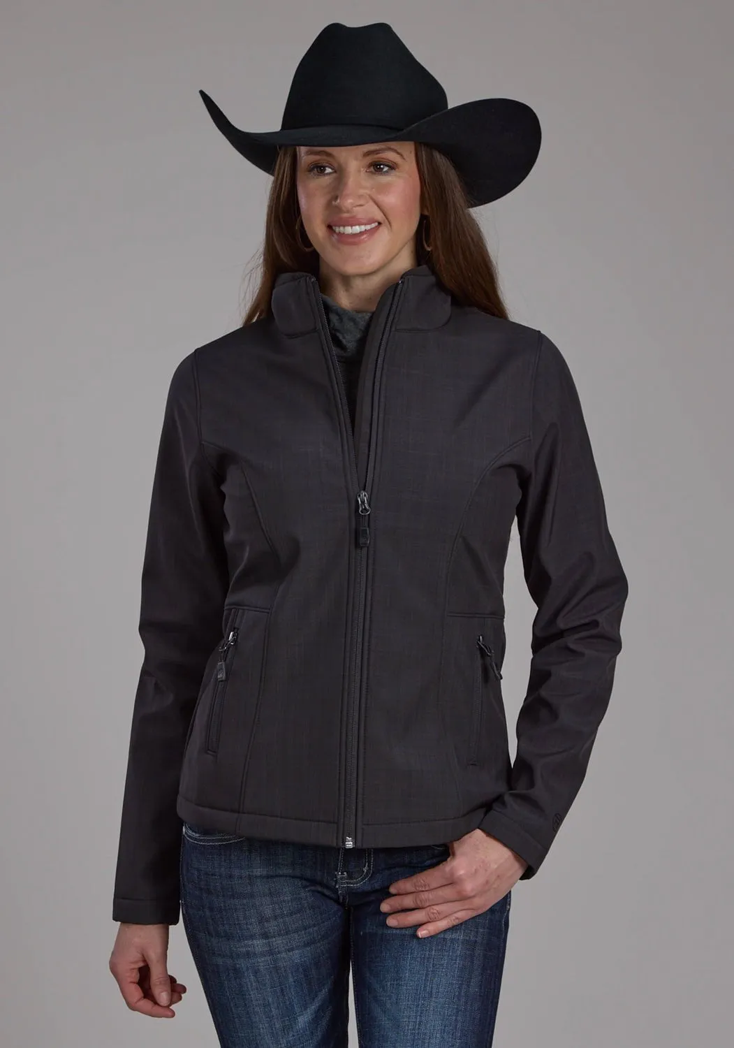 Roper Womens Bonded Fleece Heather Charcoal Poly/Spandex Softshell Jacket Weekend Warrior Smooth Fit Ready
