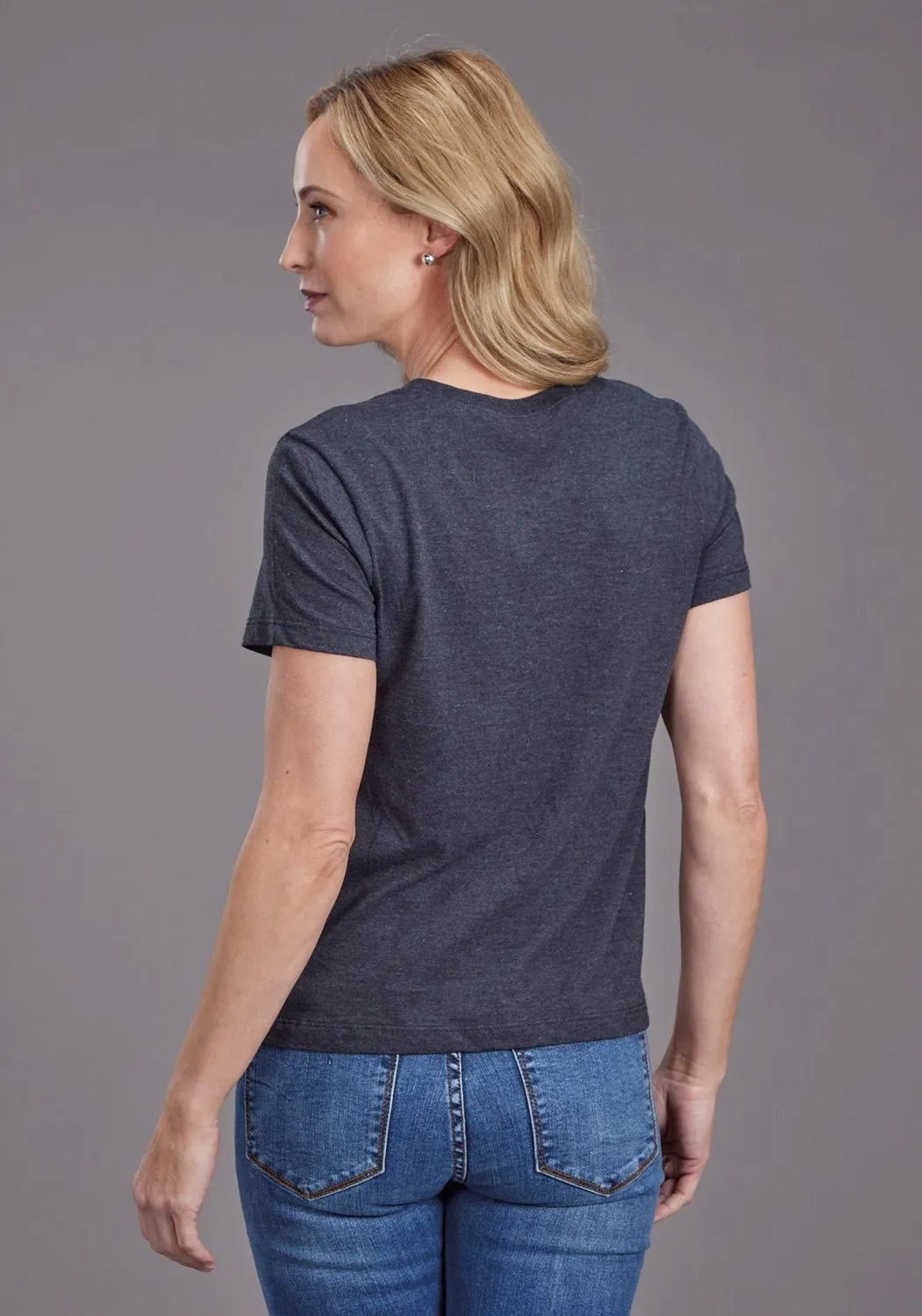 Two Tone Stitching Multipurpose Layering Fabric Stetson Womens Round Up Black Cotton Blend S/S T-Shirt
