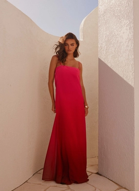 Trendy Appearance Marianne Maxi Dress - Fuchsia Gradient Summer Wardrobe High-waist Marianne Maxi Dress - Fuchsia Gradient