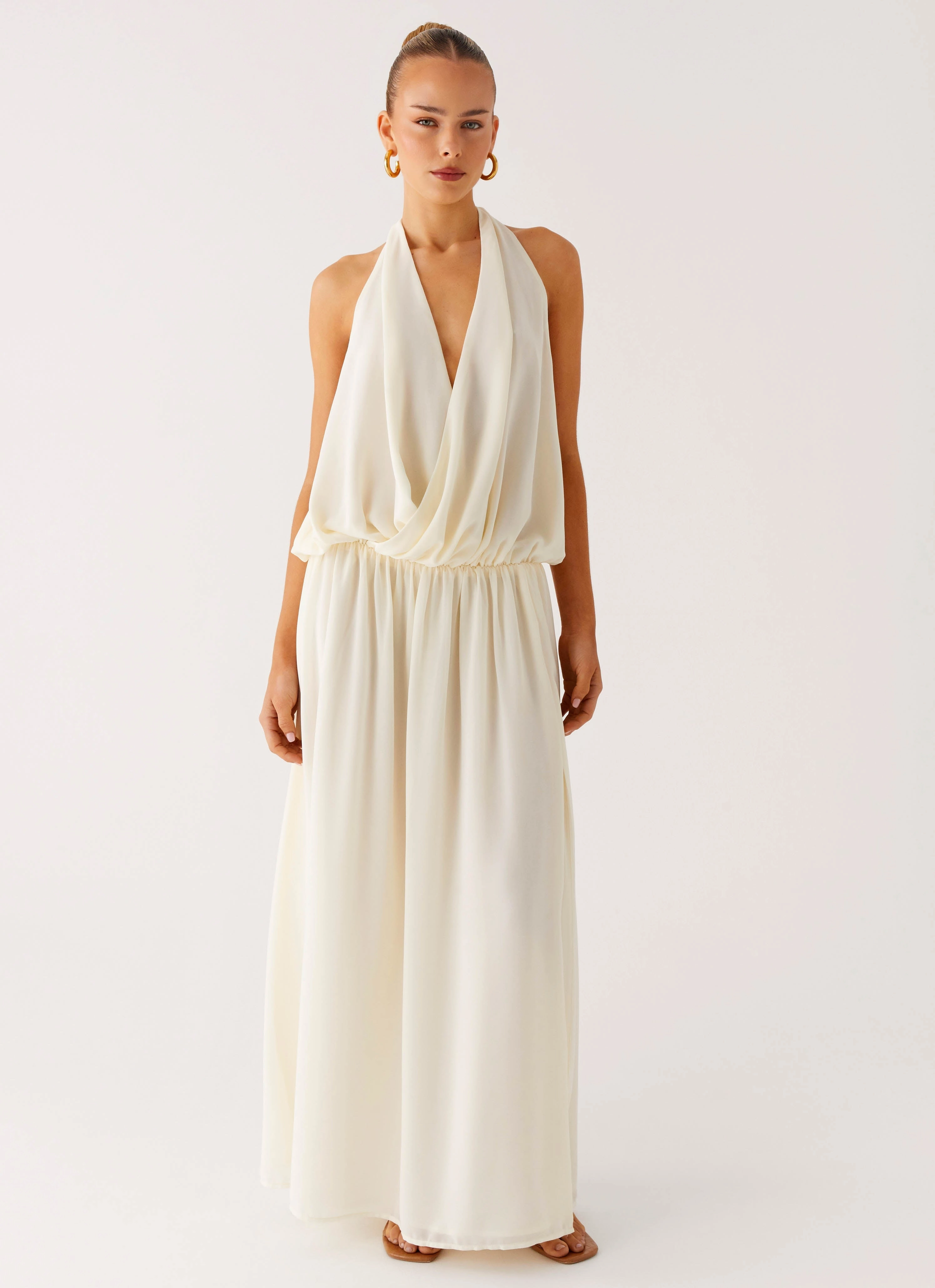 Modern Fit Narlah Halter Maxi Dress - Ivory